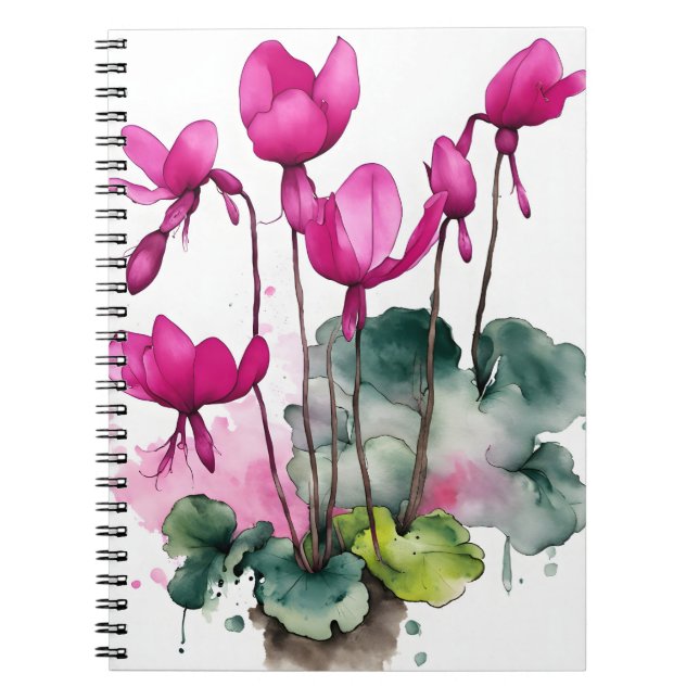 Cyclamen - Watercolor flowers Notebook (Front)