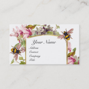 Cyclamens,Honey Bees,Beekeeper,Beekeeping Monogram Business Card