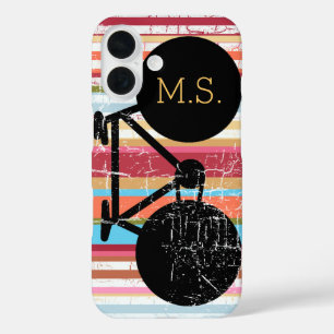 Cycle . black-bike & stripes personalized iPhone 16 case