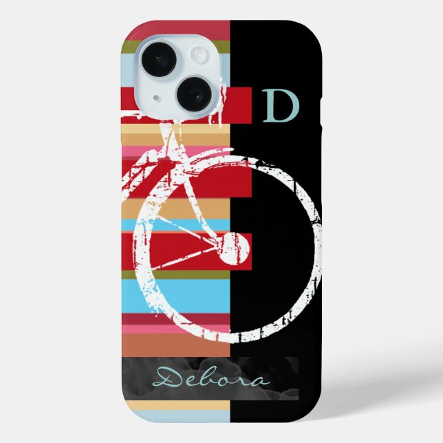 Cycle/cycling & stripes personalized Case-Mate iPhone case (Back)