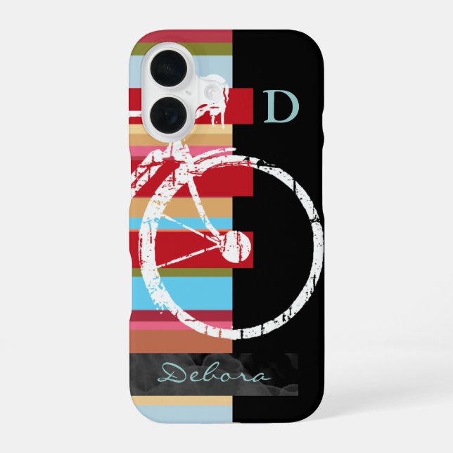 cycle/cycling & stripes personalized iPhone 16 case (Back)