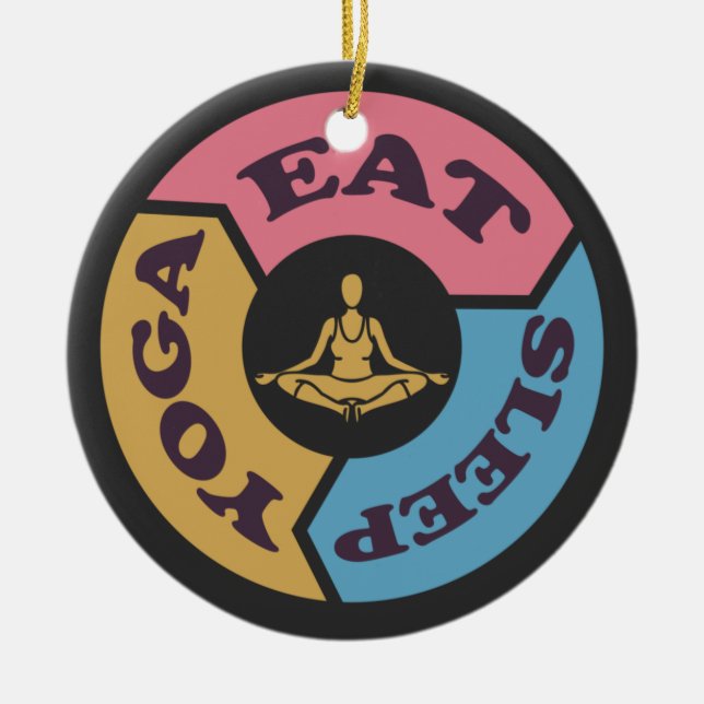 Cycle Eat Sleep Yoga Ceramic Ornament (Front)