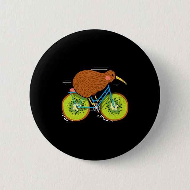 Cycle New Zealand Funny Kiwi On A Bicycle Design I 2 Inch Round Button (Front)