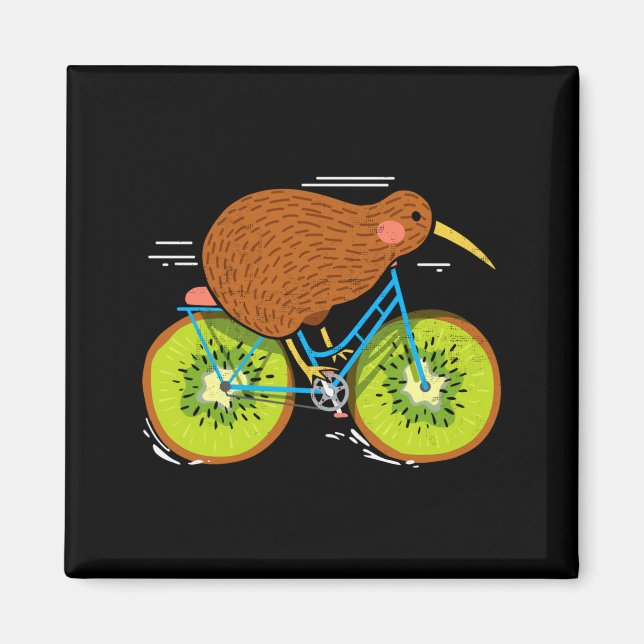 Cycle New Zealand Funny Kiwi On A Bicycle Design I Magnet (Front)