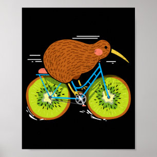 Cycle New Zealand Funny Kiwi On A Bicycle Design I Poster