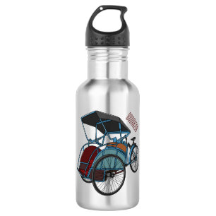 Cycle rickshaw cartoon illustration 532 ml water bottle