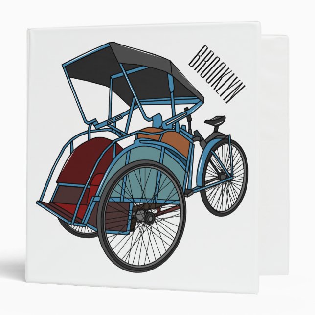 Cycle rickshaw cartoon illustration binder (Front/Inside)