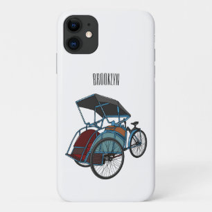 Cycle rickshaw cartoon illustration iPhone 11 case