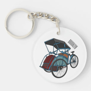 Cycle rickshaw cartoon illustration keychain
