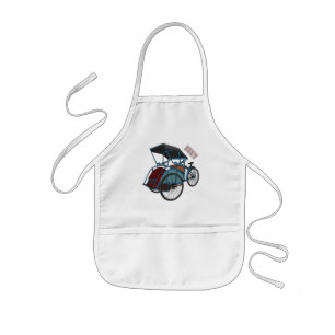 Cycle rickshaw cartoon illustration kids apron