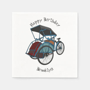 Cycle rickshaw cartoon illustration napkin