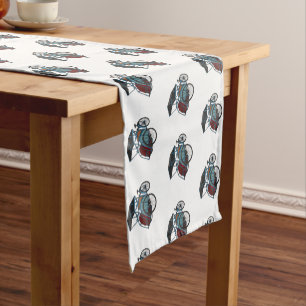 Cycle rickshaw cartoon illustration short table runner