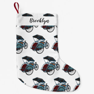 Cycle rickshaw cartoon illustration small christmas stocking