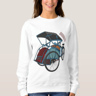 Cycle rickshaw cartoon illustration sweatshirt