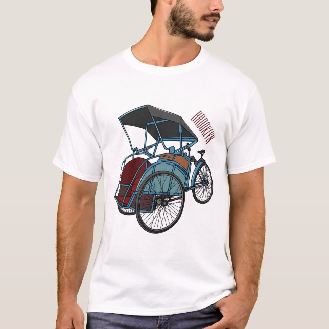 Cycle rickshaw cartoon illustration T-Shirt (Front)
