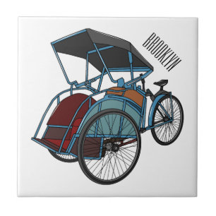 Cycle rickshaw cartoon illustration tile