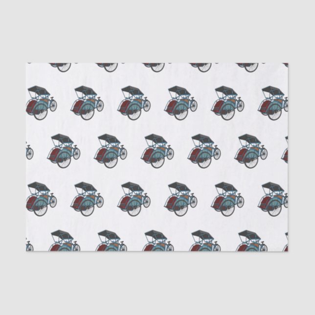 Cycle rickshaw cartoon illustration tissue paper (Front)