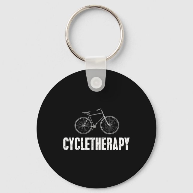 Cycle-therapy Funny Cycling Mountain Biking Cyclis Keychain (Front)