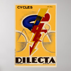 Cycles Dilecta Vintage Art Deco Bicycle Poster