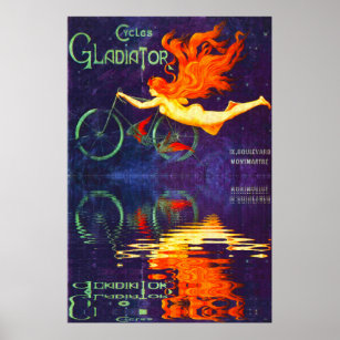 Cycles Gladiator Reflection in Time French Cycling Poster