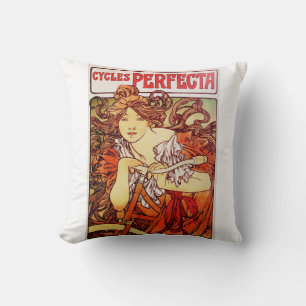 Cycles Perfecta by Alphonse Mucha Throw Pillow