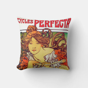 Cycles Perfecta, Mucha Throw Pillow