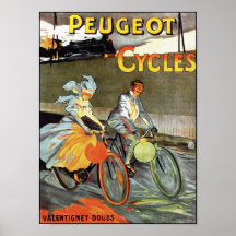 Cycles Peugeot - Poster Vintage à vélo