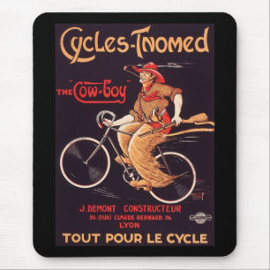 Cycles Tnomed "The Cowboy" Vintage French Bike Ad Mouse Pad