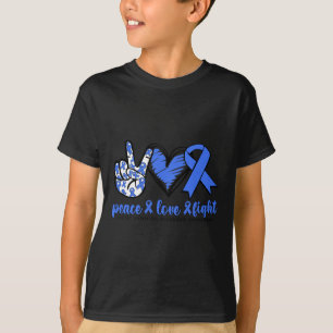 Cyclic Vomiting Syndrome Blue Ribbon Peace Love Fi T-Shirt