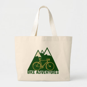 cycling adventure - bikes large tote bag