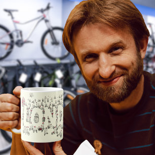 Cycling Around London Funny Word Art Line Drawing Coffee Mug