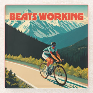 Cycling Beats Working Glass Coaster