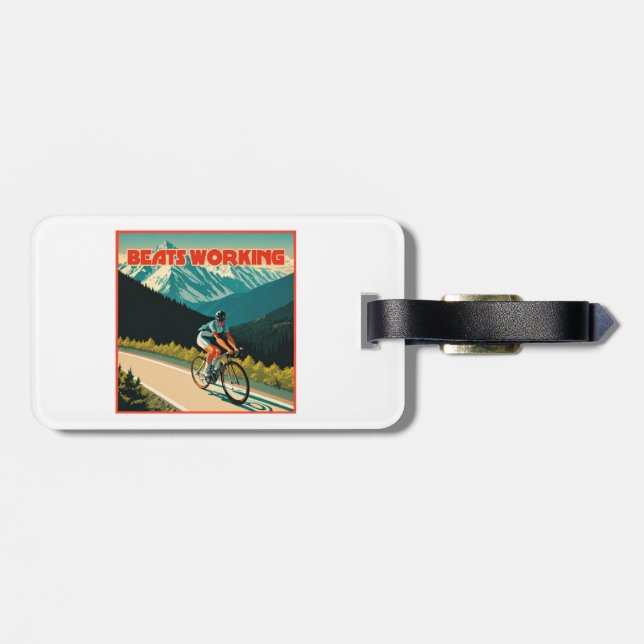 Cycling Beats Working Luggage Tag (Back Horizontal)