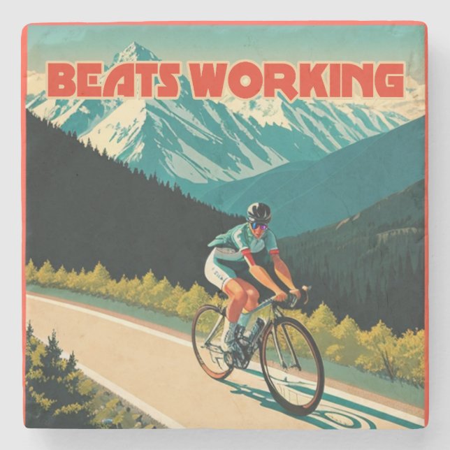 Cycling Beats Working Stone Coaster (Front)