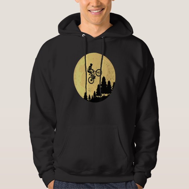 Cycling Bicycle Mountain Biking Moon Art Riding Hoodie (Front)