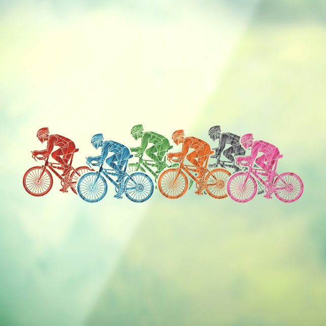 Cycling Bicycle Ride Group of Riders Window Cling (Sheet 3)