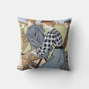 Cycling, Bicycles, Van Caspel Throw Pillow
