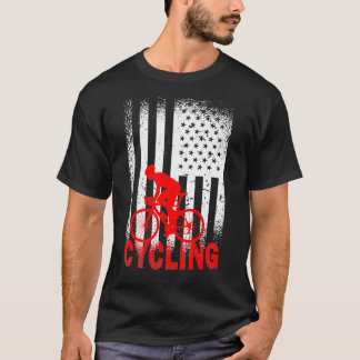 Cycling Bike Bicyle Triathlon Gift American Flag T-Shirt