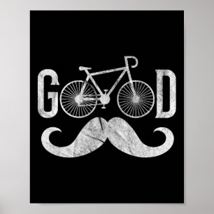 Cycling Biking Mustache Mtb Mountain Bike Riding Poster