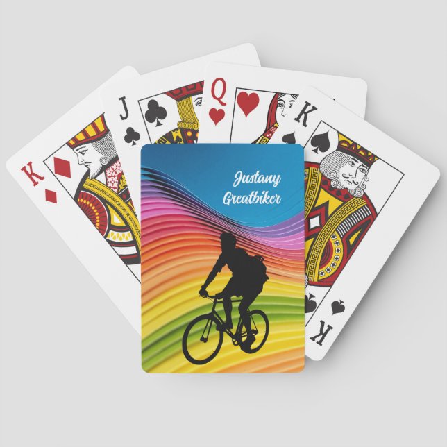 Cycling / Biking with Biker Silhouette personalize Playing Cards (Back)