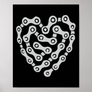 Cycling Bmx Mountain Biking - Bike Chain Heart -  Poster