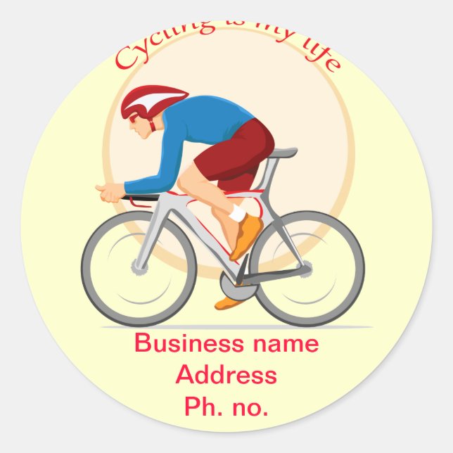 Cycling business round sticker. classic round sticker (Front)