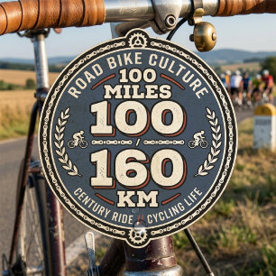 Cycling Century Ride 100 Miles 160 KM Square Sticker