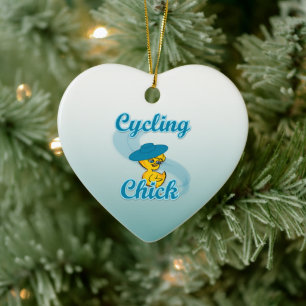 Cycling  Chick #3 Ceramic Ornament