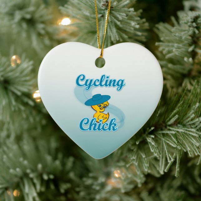 Cycling  Chick #3 Ceramic Ornament (Tree)