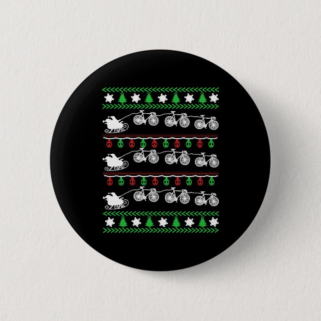 CYCLING CHRISTMAS 2 INCH ROUND BUTTON (Front)