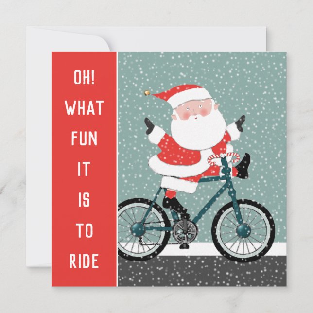 Cycling Christmas Holiday Greeting Card (Front)