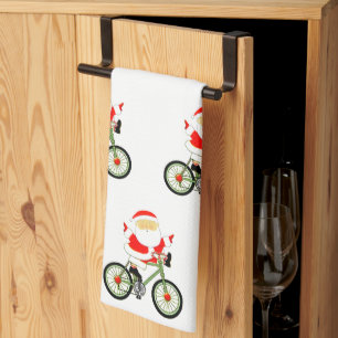 Cycling Christmas Kitchen Towel