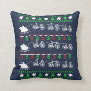 Cycling Christmas Throw Pillow