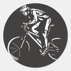cycling clycer inverse silhouette classic round sticker